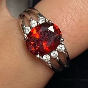 Sterling silver ring. Red stone. Size 7